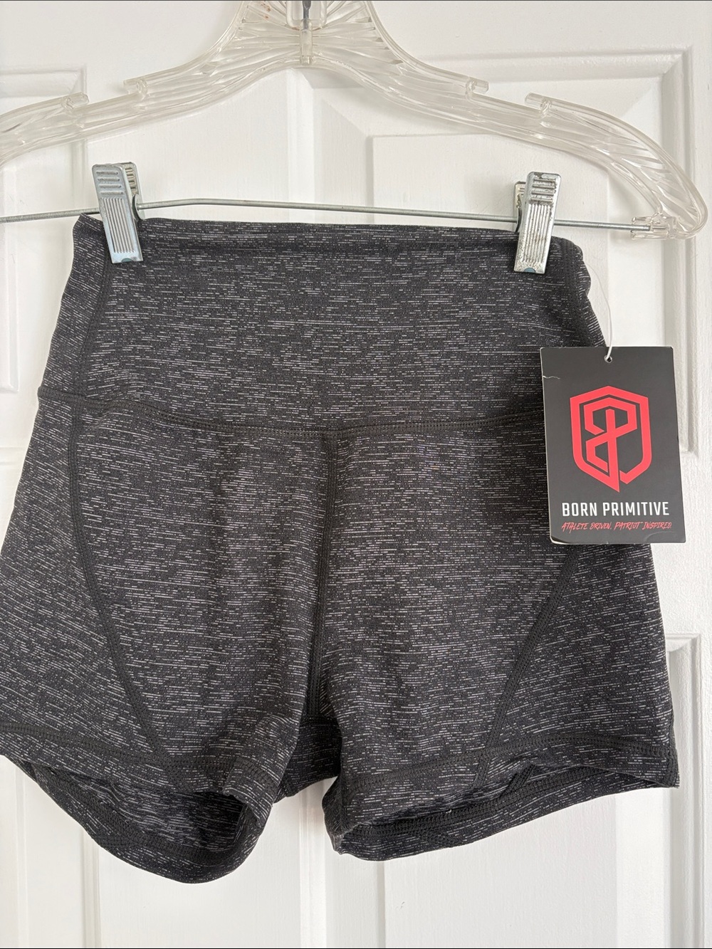 Born Primitive Women's Charcoal Space-Dye High-Waist Training Shorts